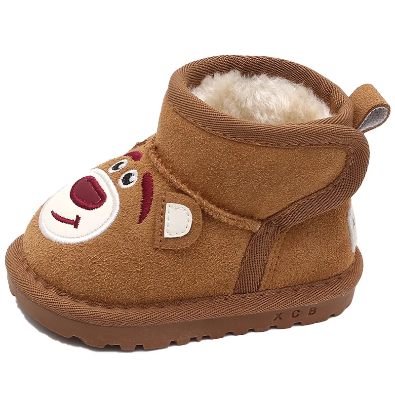 Winter New Baby Snow Boots Plush Thickened Boys Girls Cotton-padded Shoes Little Kids Casual Shoes Christmas Clothes Gift