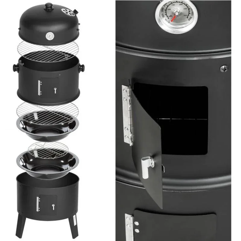 3-in-1 Smoke Oven Barbecue Oven Outdoor Firewood Stove Courtyard Barbecue Rack 3