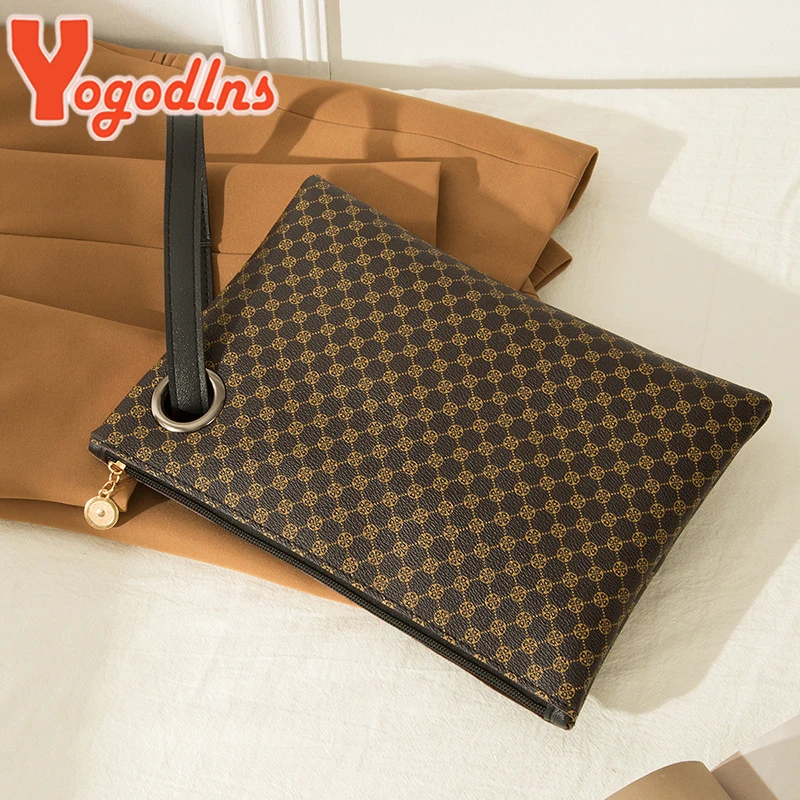Yogodlns Women Wristlet Bag PU Leather Envelope Bag Shopping Totes Traveling Portable Purse Clutch Wallet Ladies Pattern HandBag