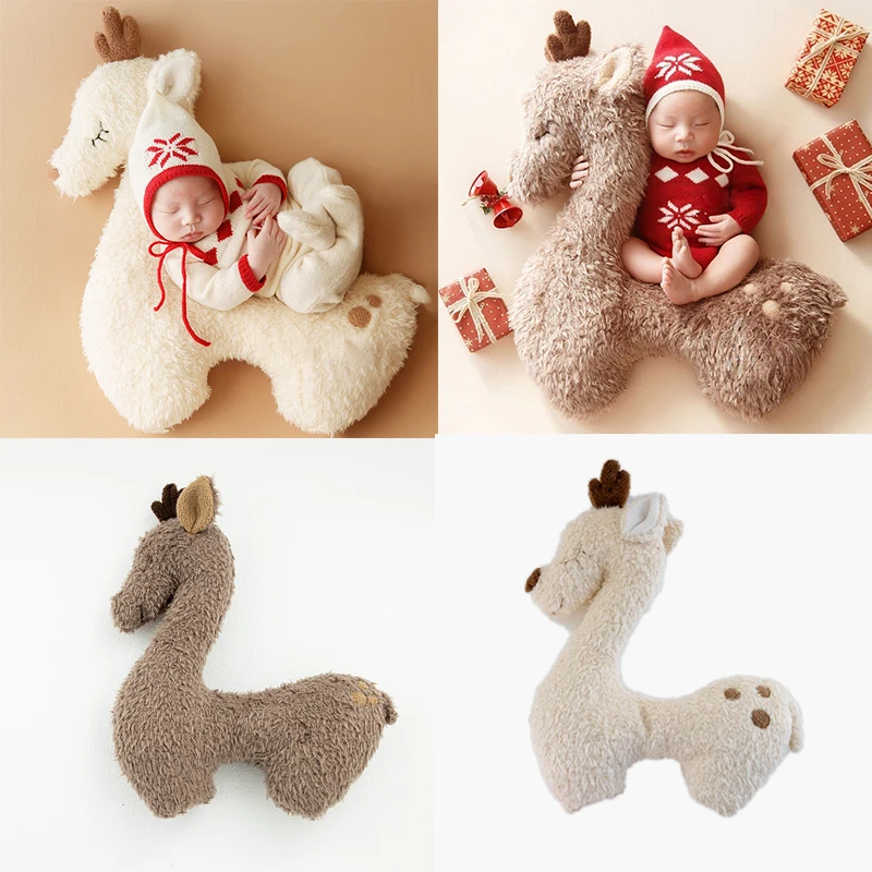 

Newborn Photography Props Baby Plush Elk Throw Pillows Solid Color Infant Posing Pillow Prop Studio Shooting Accessories