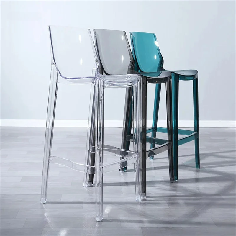 

Modern Acrylic Bar Chairs High Foot Stool for High Table Counter Stool Nordic Plastic Crystal Bar Stools for Kitchen Furniture