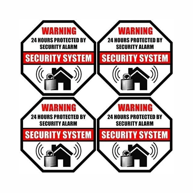 

3.5" 4PCs 24 Hour Protected by Security Burglar Alarm System Stickers