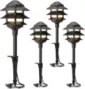 Lighting 4PK Pathway Lights Low Voltage 2.2 Watt LED 12V AC Landscape Lights 30 Lumen Warm White with Cable Connectors Metal Sta 1