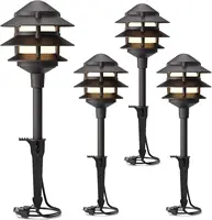 Lighting 4PK Pathway Lights Low Voltage 2.2 Watt LED 12V AC Landscape Lights 30 Lumen Warm White with Cable Connectors Metal Sta 1