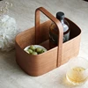 Curved Wood Solid Wood  Storage Box Desktop End Table Hallway Sundries  Outdoor Portable Tea Set Storage Basket 3