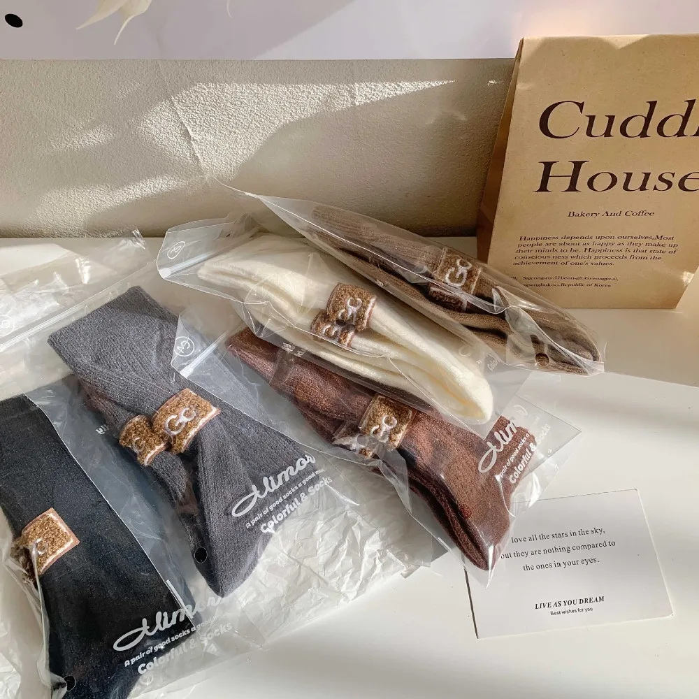 2024 New Warm Velvet Socks Autumn Winter Thickened Thick Line Mid-Tube Socks Trendy Heel Furry Label Snow Boot Socks Ins