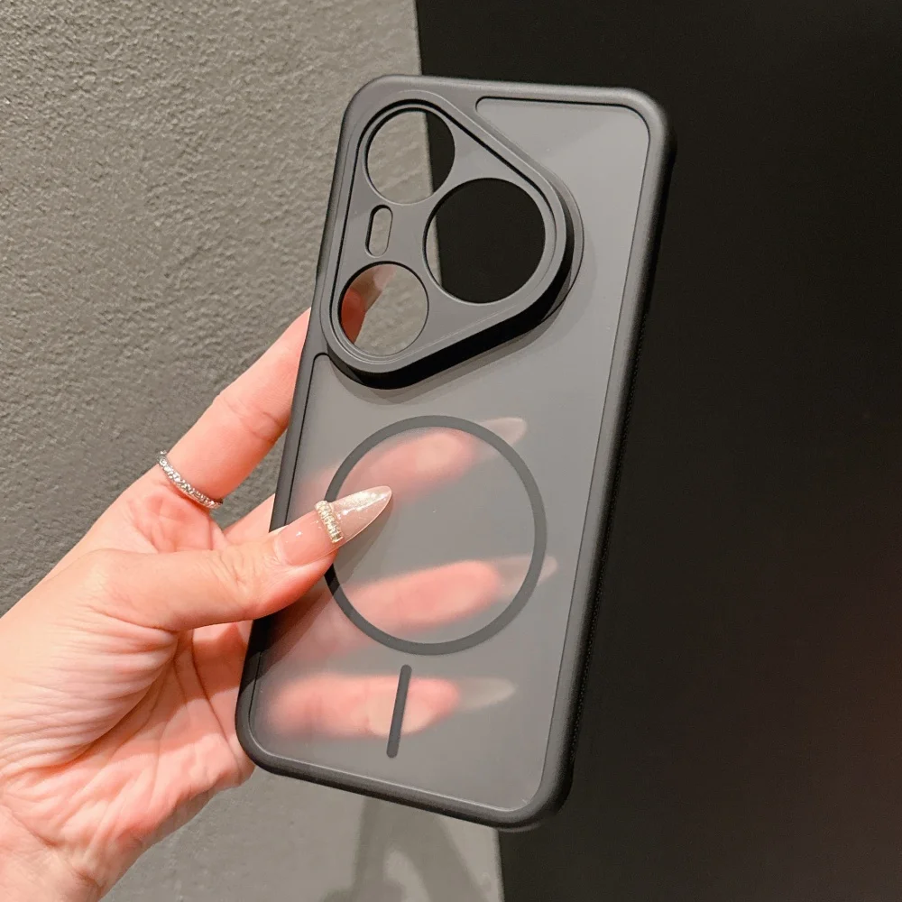 Shockproof Matte Hard Phone Case with Transparent Magnetic Back Cover