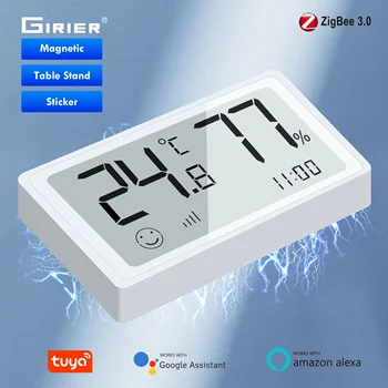 GIRIER Tuya Smart ZigBee Temperature and Humidity Sensor Digital Thermometer Indoor Hygrometer Compatible with Alexa Hey Google 1