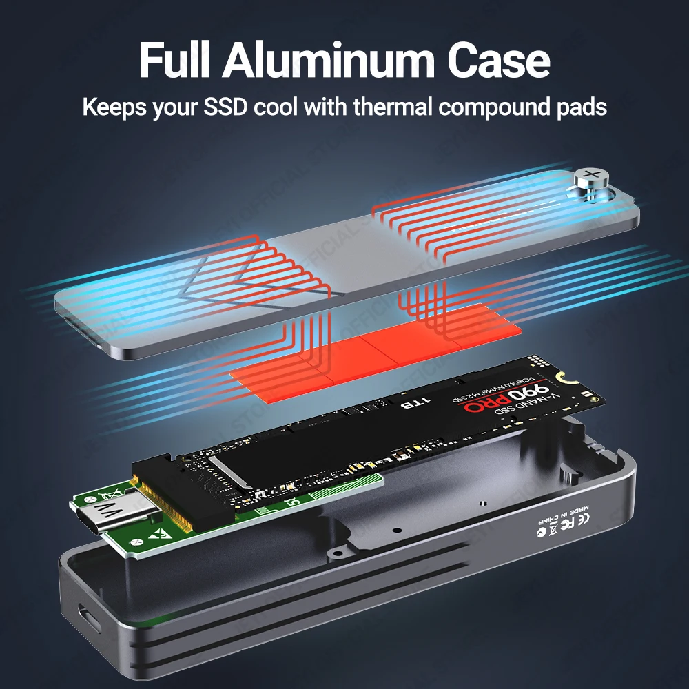 Nvme Gabinete Ssd Sata Usb 3.2 Gen 10gbps 6gbps Ngff M-key B-key Alumínio Externo Suporte para Caixa Trim Uasp Jeyi-m.2 - Imagem 3