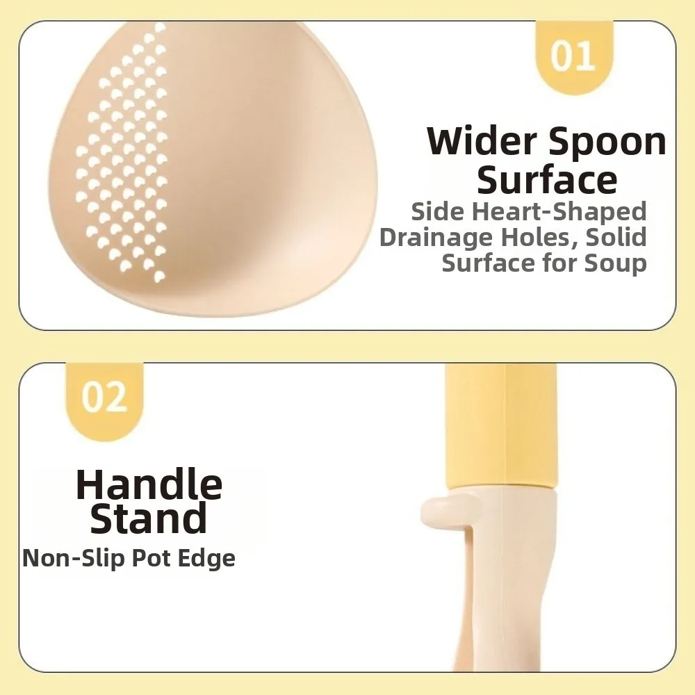 2in1 Soup Ladle & Colander High Heat Resistant Big Size Kitchen Ladle Strainer Long Handle Non Stick Noodle Pasta Colander