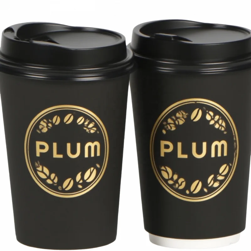맞춤형 생분해성 PLA 종이컵 이중 단일벽 PE 코팅 12oz 테이크아웃 일회용 커피 종이컵 뚜껑 포함