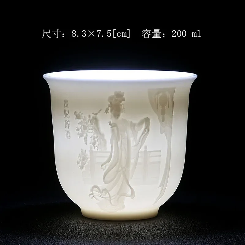 Description Picture 4 of itemCreative Ceramic Kung Fu Tea Set Tea Cup Blue and White Master Cup Hand Painted White Porcelain Purple Sand Cup