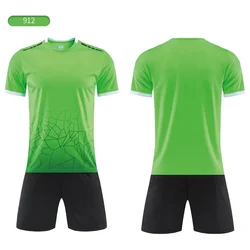 Youth Soccer Jersey Set - Kids Short Sleeve Football Uniform Kit - L (Green)