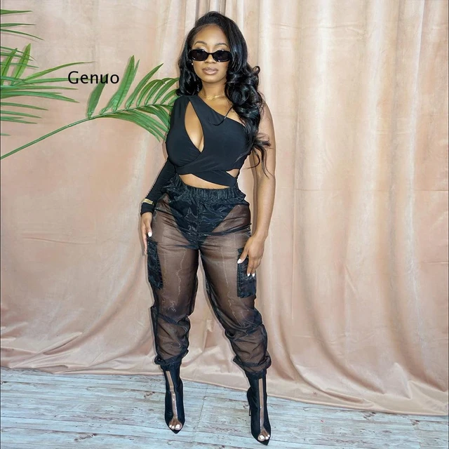 Women Transparent Pants Sexy Mesh Sheer See Through Long Pants Casual Loose  Wide Leg Trousers for Daily Life Nightclub Party - AliExpress