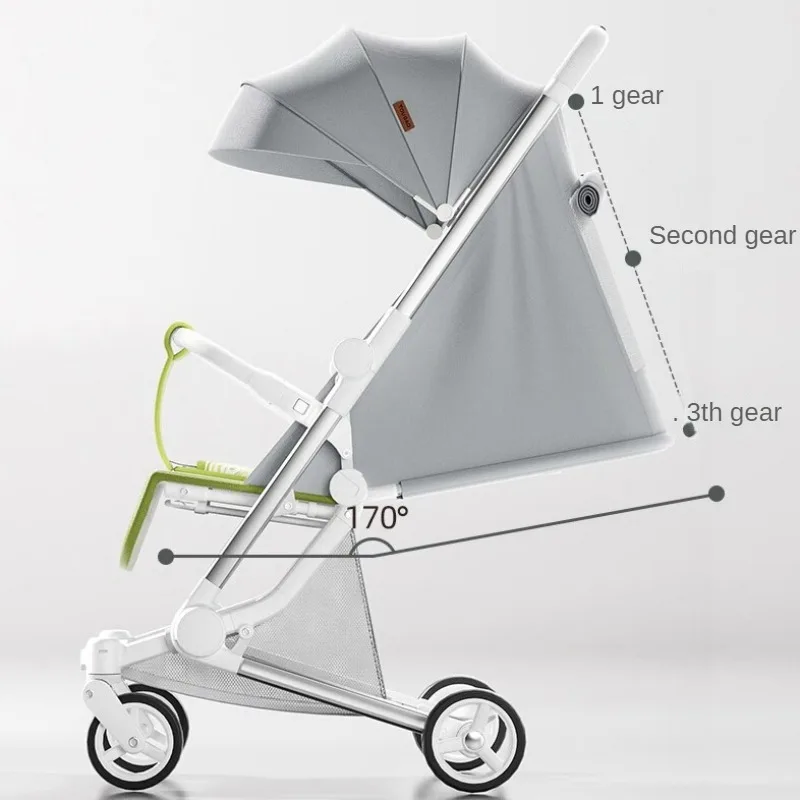 Foldable Four Wheels Cart Comfortable  Portable Lightweight Baby Stroller Can Sit or Lie Down Aluminum alloy Children\'s Cart