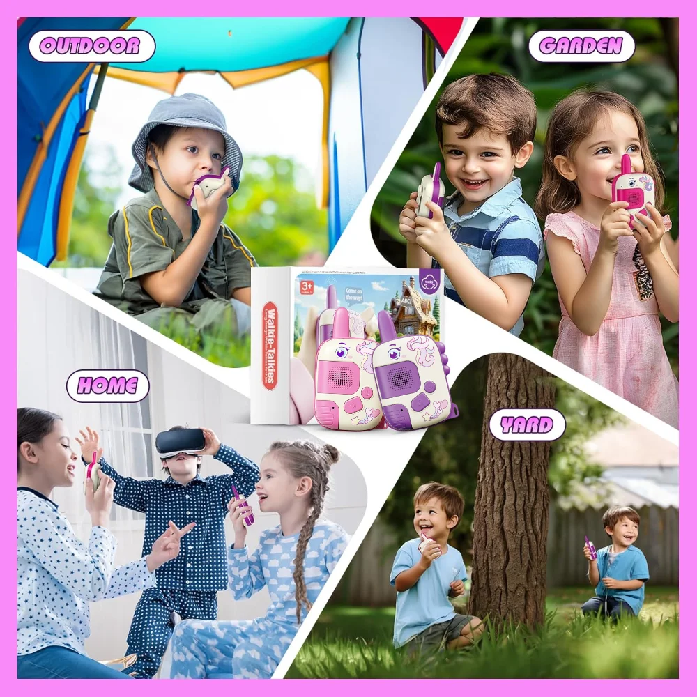 Walkie Talkies Toys for Kids, Children Wireless Transmission Pager, Outdoor Conversation Cartoon Toys, Christmas Gifts for Girls 4