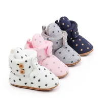 RUEWEY 0 to 18 Months Newborn Baby Boy Girl Winter Boots Star Print Warm Cute Flats Casual Walking Shoes for Toddler Infant 1