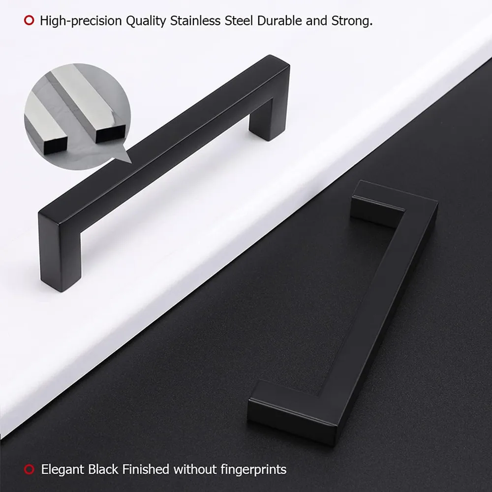 Black Cabinet Pulls Square Kitchen Cabinet Handles Matte Drawer Pulls Modern for Kitchen Cabinets,furniture handles,kitchen door handles