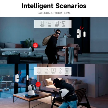 Tuya WiFi Smart Window Door Sensor 130DB Sound Light Alarm Wireless Smart Life APP Smart Home Scene Linkage Real-time Alerts 2