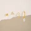 4PCS Trendy Gold Color Cartilage Huggie Hoop Earrings Set Tiny Hypoallergenic CZ Ear Cuff Studs for Women Cute Piercing Jewelry 6