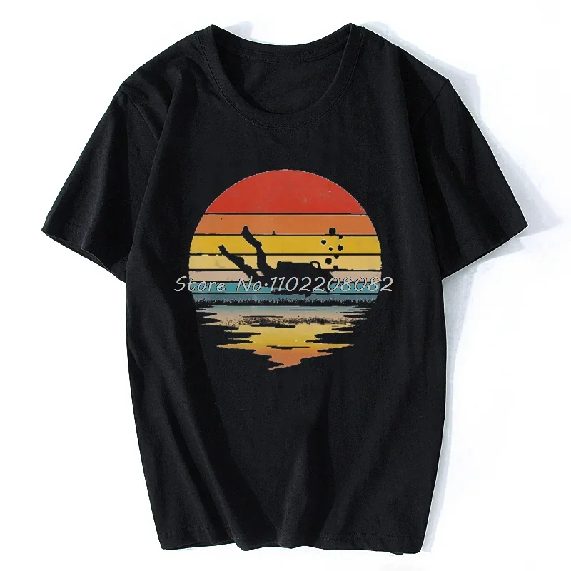 Vintage Scuba Diving Tshirt Uomo Cotone Scuba Diver Camisas T Shirt Dive Lover Tees Graphic Tshirt Streetwear Harajuku