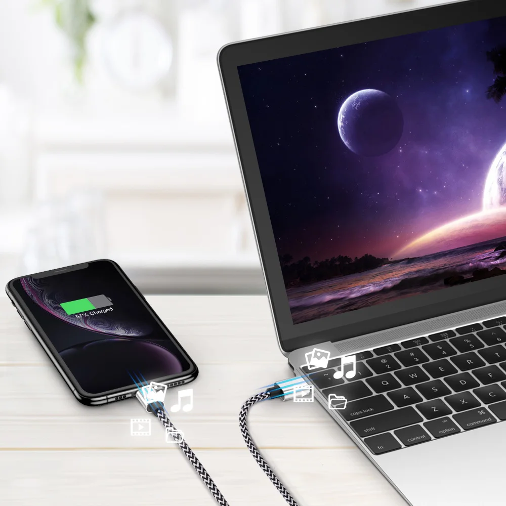 Durable Nylon Braided USB Data Charger Cable - Fast Charging Cord