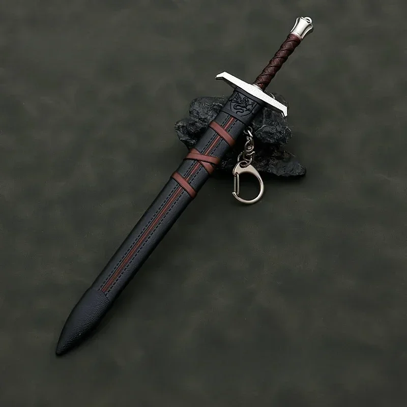 22cm Medieval Arthur Pendragon Swords Metal Katana Samurai Sword Uncut Blade Model Accessories Keychain Gifts Toys for Boys 2