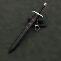22cm Medieval Arthur Pendragon Swords Metal Katana Samurai Sword Uncut Blade Model Accessories Keychain Gifts Toys for Boys 2