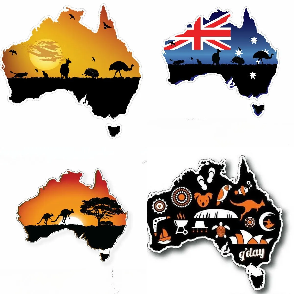 

Наклейка с австралийским флагом, картой с кенгуру, эму, наклейка с австралийскими животными, бампер, окно автомобиля, украшение для дома на колесах, лодки, грузовика