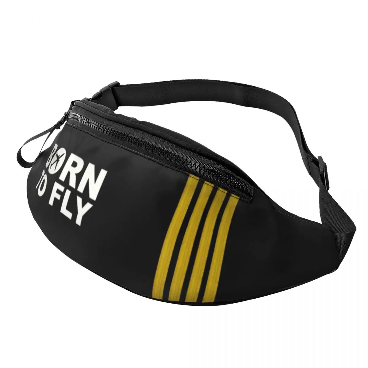 

Fashion Born To Fly Captain Stripes Fanny Pack for Traveling Men Women Pilot Air Fighter Crossbody Waist Bag Phone Money Pouch