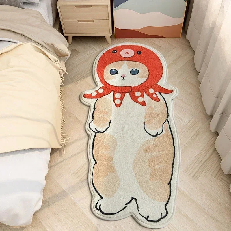 Floor Mat Cartoon Bedside Rug Cat Carpet Fluffy Cat Mat Irregular Floor Mat for Living Room Shaggy Area Rug Thicken Doormat Cute Home 카페트 floor mat,carpet mat,fun doormat,door mat