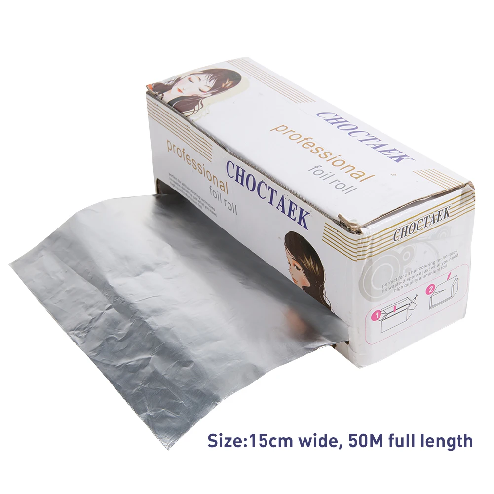 1 롤 헤어 컬러링 알루미늄 호일 15cmx50m 틴 알루미늄 호일 시트 살롱 이발소용 틴 호일 네일 스티커