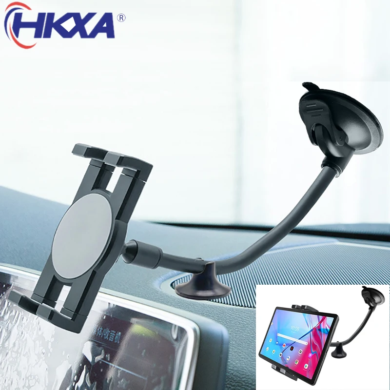 Hkxa Pára-brisas Carro Tablet Montagem Caminhão Janela Painel Telefones Tablet Titular Ventosa Braço Longo para Ipad 11 12.9 Pro ar Mini