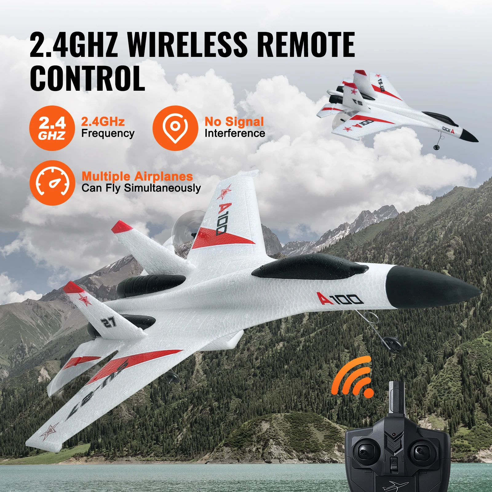 VEVOR SU27 RC Plane 2.4G  Remote Control Flying Model Glider Airplane with 2 Batteries Aircraft Foam Toys for Children Gifts 5