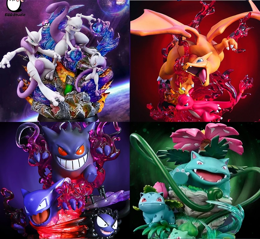 

Pokemon Anime Luminous Figure Gk Eevee Mewtwo Gengar Venusaur Evolution Group 26cm Pvc Action Figure Collectible Model Toy Gift