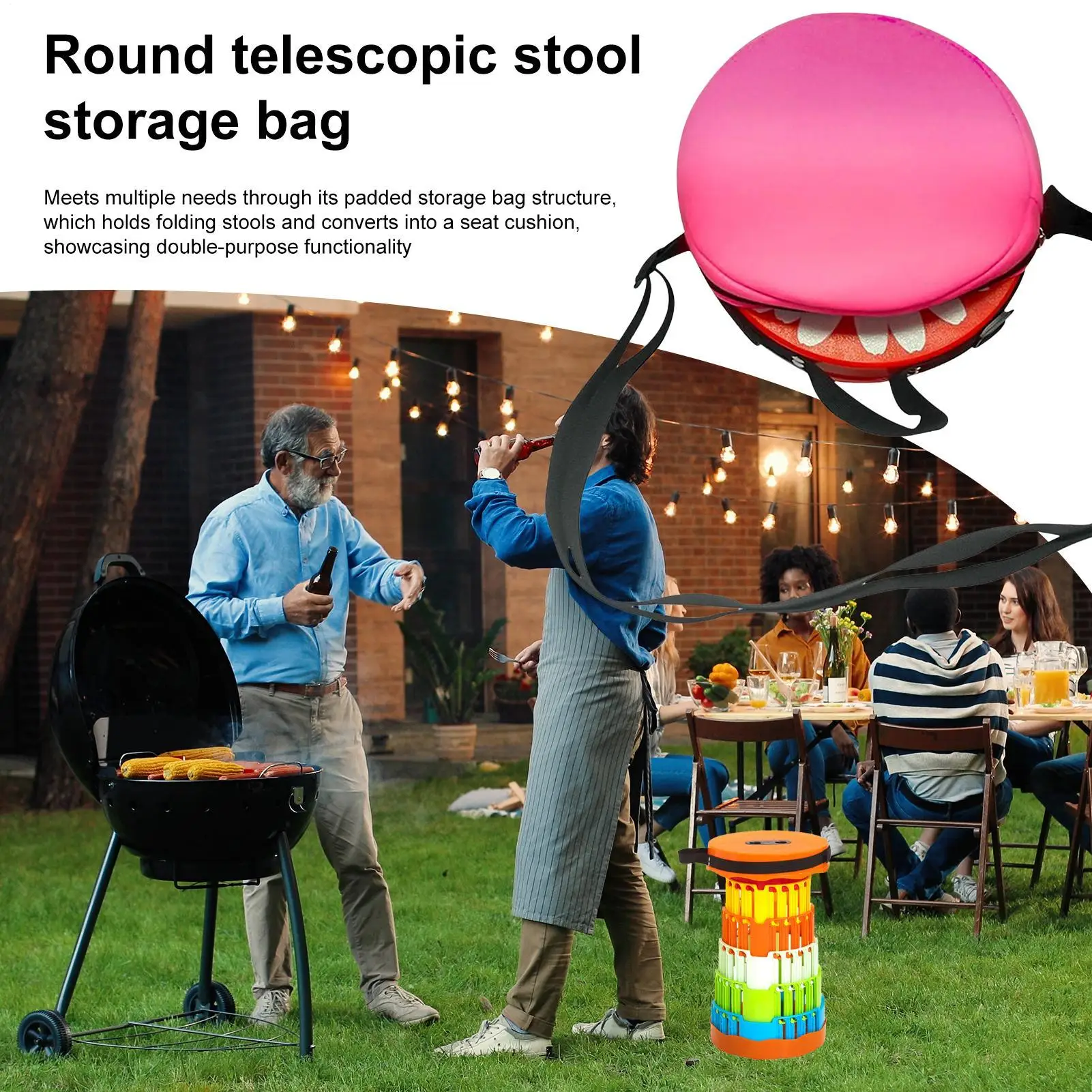 Stool Storage Case Camping Storage Bag For Telescoping Stool Round Scratch-Resistant Pouch Sack For Hiking Travel BBQ Balcony