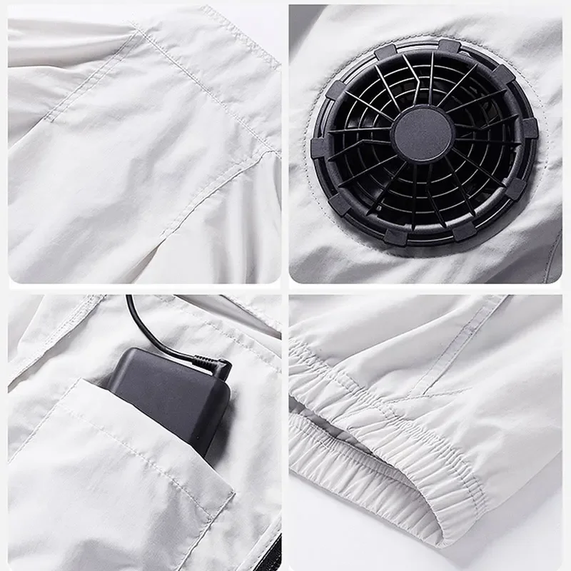 Men's Summer Vest Fan Air-conditioning Clothes USB Charging Cooling Sleeveless Jacket Work Shirt Outdoor Camping Fishing Hiking