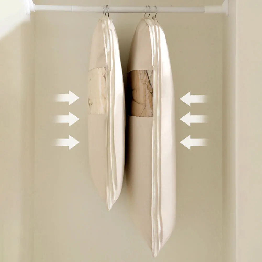 Space Saver Hanging Garment Bag with Self Compression Zipper Closet Organizer Dust Cover Suit Storage Bags High-Quality Coat Bag