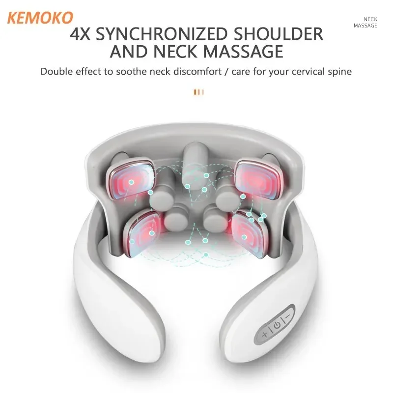 Neck Massage Heating Hot Pressing Magnetic EMS Pain Relief Pulse Cervical Acupressure Portable Pulse Intelligent Neck Massager hx3 neck mounted massager bluetooth headset intelligent neck shoulder massager magnetic wired headphones portable folding earphone pulse physiotherapy device for blood circulation white