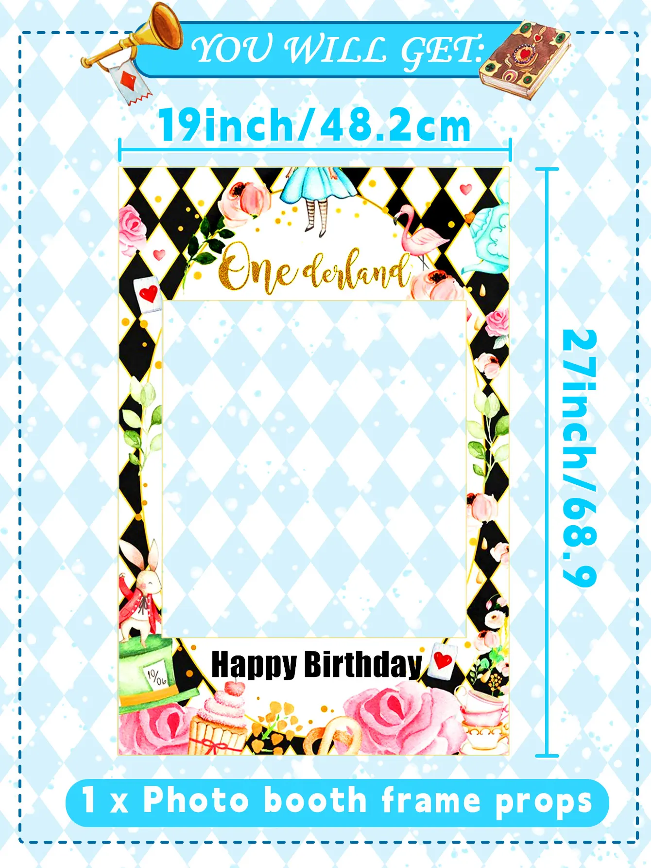 Alice in Onederland 1st Birthday Backdrop Alice in Onederland Party Supplies Party Photo Booth Props