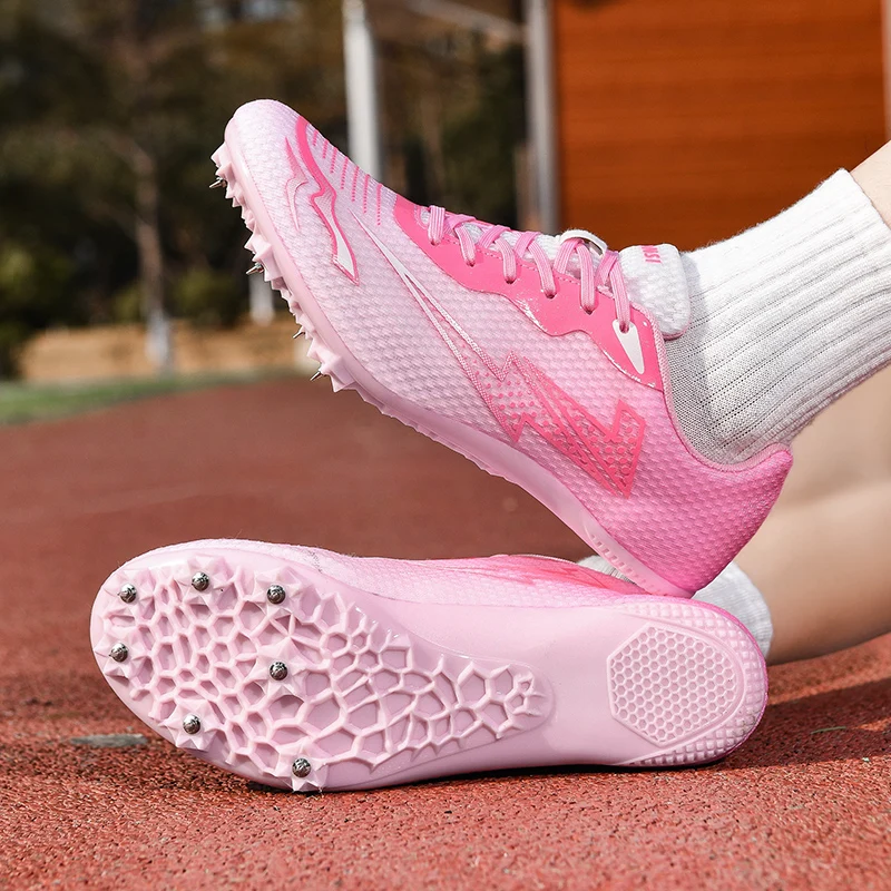 New Student Professional Track and Field Shoes Running Anti Slip Training Shoes Sneakers Ultra Light Hard Soled Long Jump running spikes athletic running shoes
