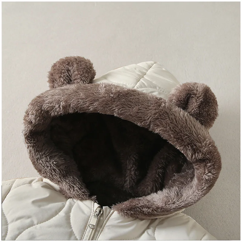 3-jährige Winter-Baby-Outdoor-Kleidung, Pelzfutter, warm, für Kleinkinder, Mädchen, Jungen, Overall, Cartoon-Plus-Samt-Baby-Overall – Detail 15