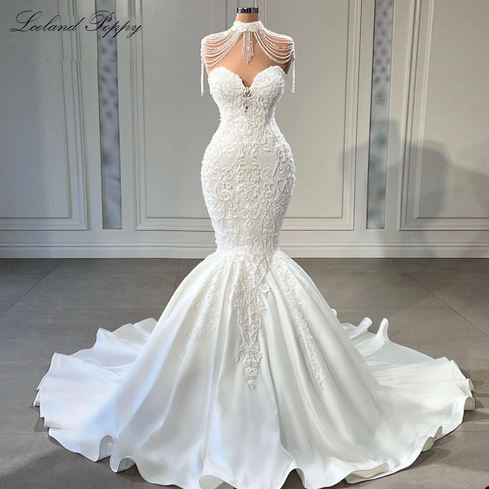 LcelandPoppyWomensLuxuryMermaidSatinWeddingDressesFloorLength
