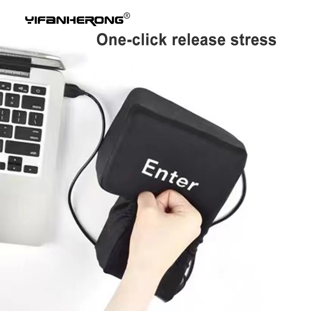 큰 USB 입력 키 벤트 베개 소프트 컴퓨터 버튼 리턴 키, 사무실 감압 베개 스트레스 해소 장난감 입력 버튼