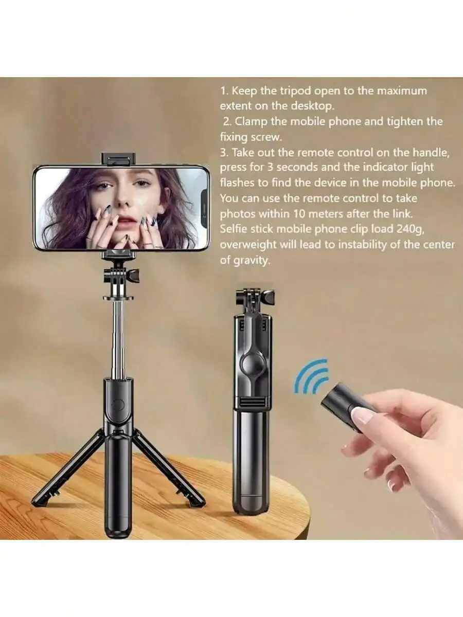 S03 Wireless Selfie Stick with Detachable Remote & 360° Tripod Stabilizer 5