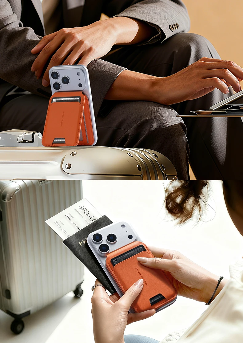 Mark Ryden Minisopuru Magnetischer Brieftaschen-Telefonständer für iPhone 17 16 15 MagSafe-Telefikkartenständer Leder-Magnetkartenhalter – Detail 5