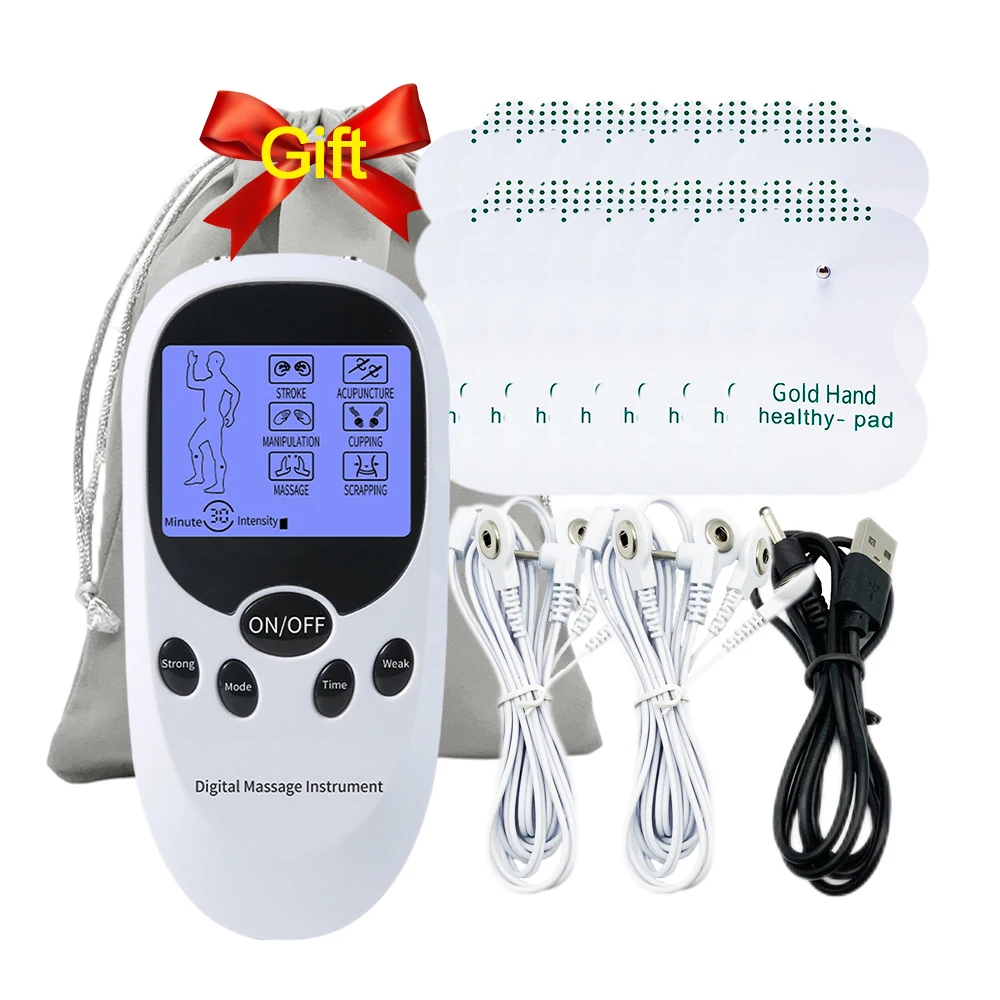 Ztoo Electric Muscle Stimulation Massager Tens Unit Machine 6 Modes Body Massager Digital Acupuncture Therapy Device Electric Pulse, White
