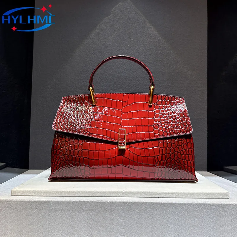 Luxury Fashion Leather Women Handbags Crocodile Pattern Lady Shoulder Messenger Red Bag New Large Capacity Portable Shell Bags
