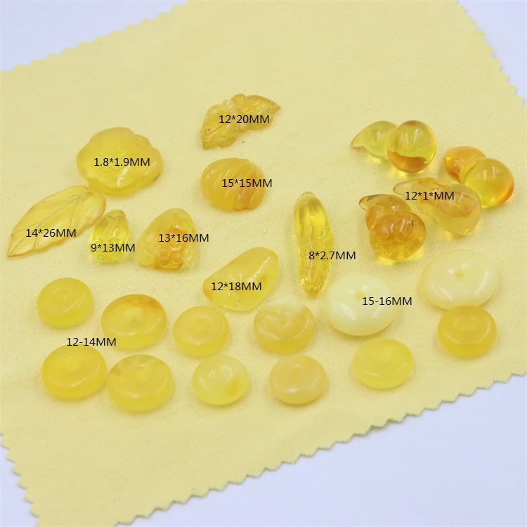 Natural Amber Loose Beads Gourd Leaf Lotus Butterfly Foot Shell Buckle