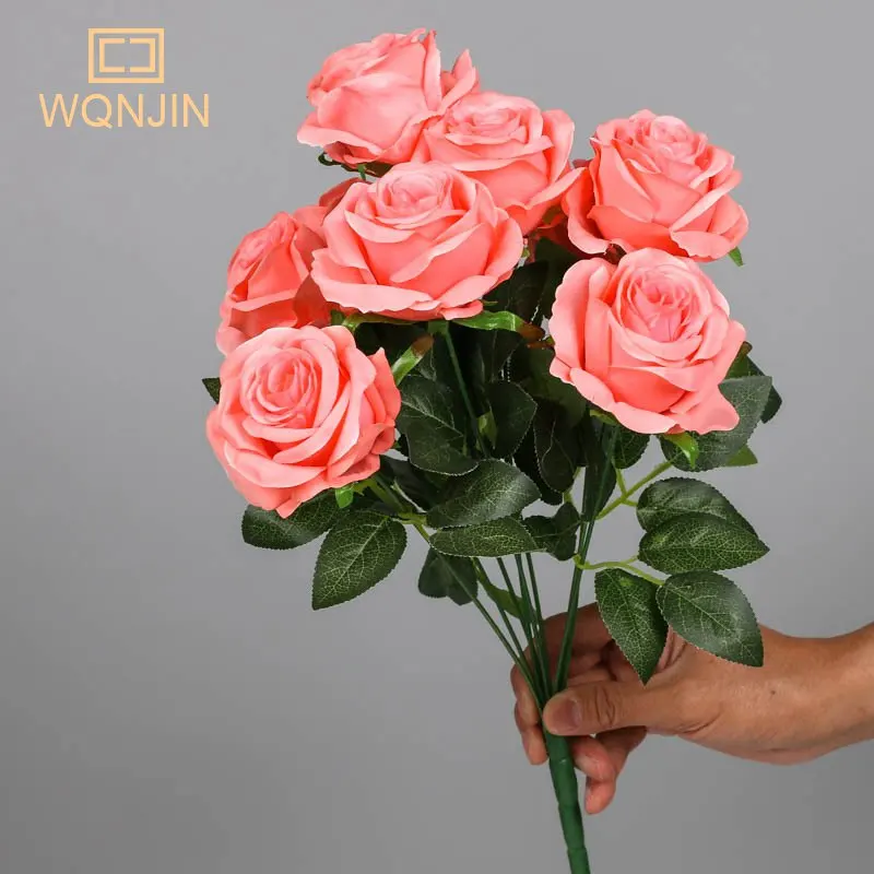 Elegant Artificial Rose Bouquet - Pink & Red Silk Floral Arrangement for Wedding and Home Décor